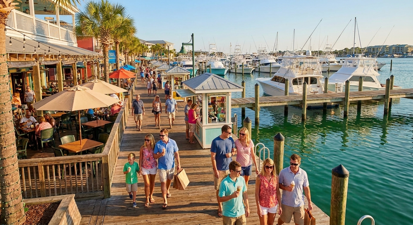 Enjoying sweet treats and relaxing by the water at HarborWalk Village after your Hopper trip